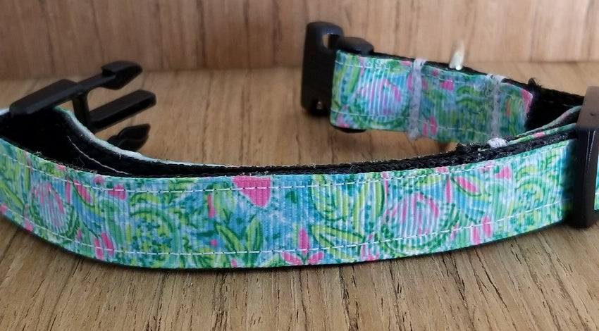 Leash/ Small/ Pink & Teal Lilly